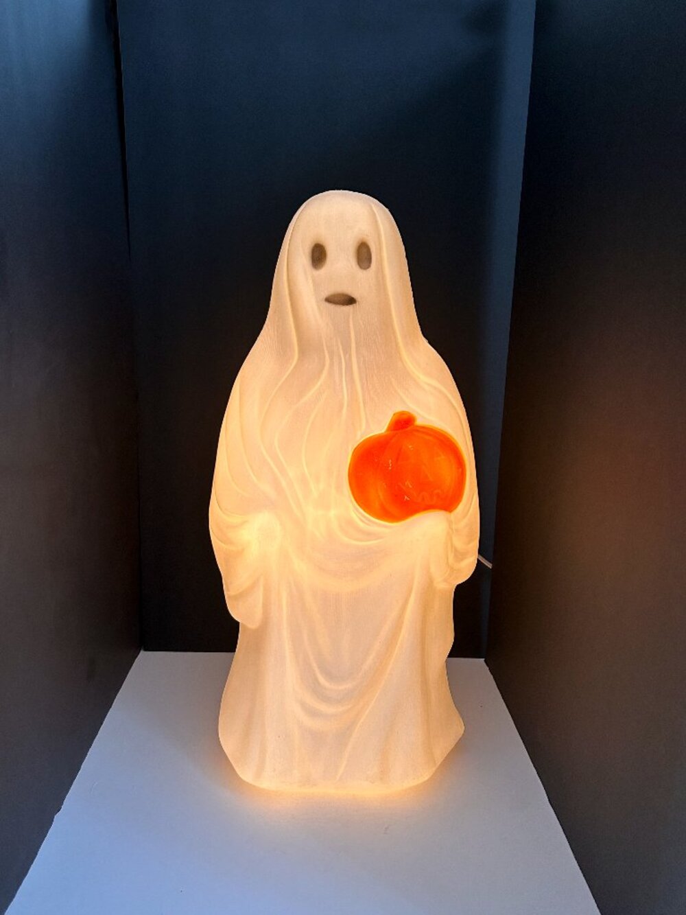 Vintage Empire Ghost Blow Mold Holding Pumpkin 23"